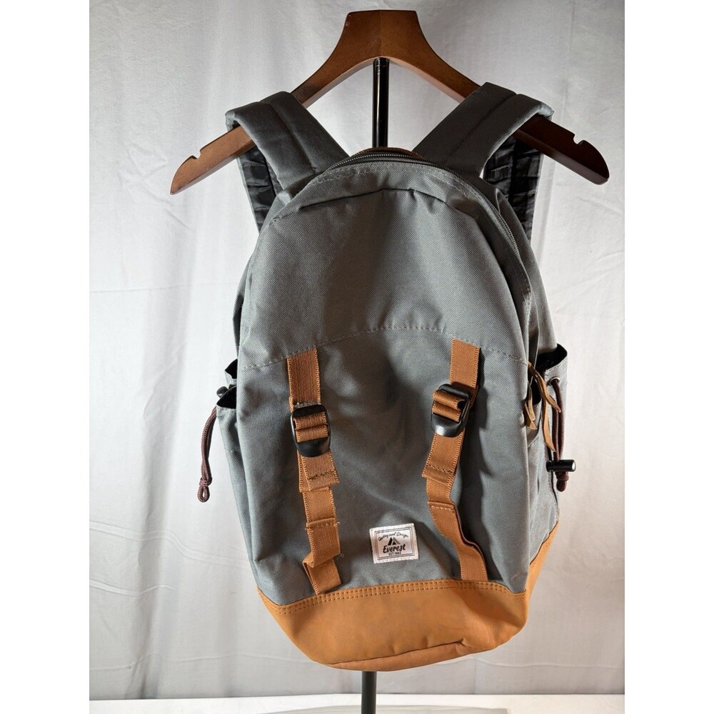 Everest Travel Backpack Bag Grey With Tan Accents Very Clean Inside